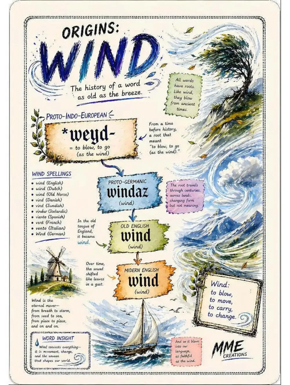 4632 Wind Word Definitions 8x10 Glossy Print